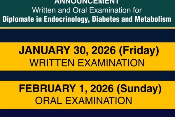 2026 Announcement for Written and Oral Examination for Diplomate in Endocrinology, Diabetes and Metabolism